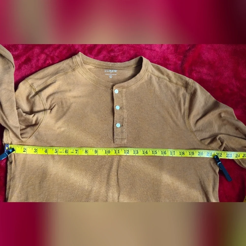 J. Crew Men's Tan Long Sleeve Shirt - Size Large